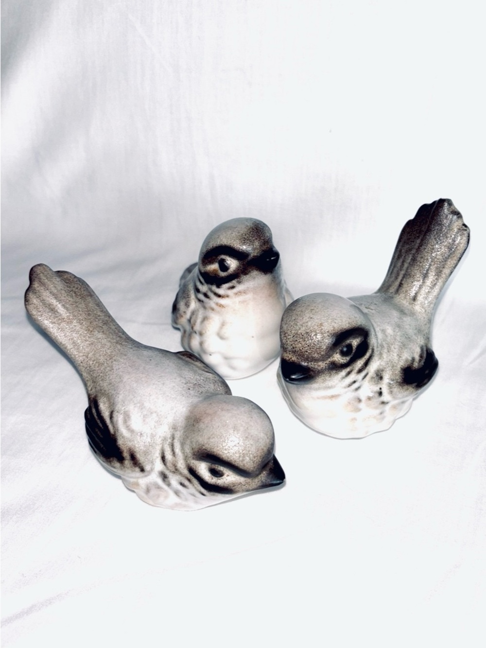 Vintage California Art Pottery Sparrow Howard Pierce Snow Birds Set of 3